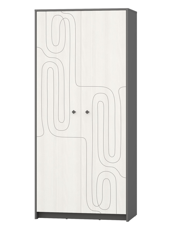 Шкаф для одежды «МАРТИ», 900×520×1995 мм, цвет графит/рамух белый - Фото 1