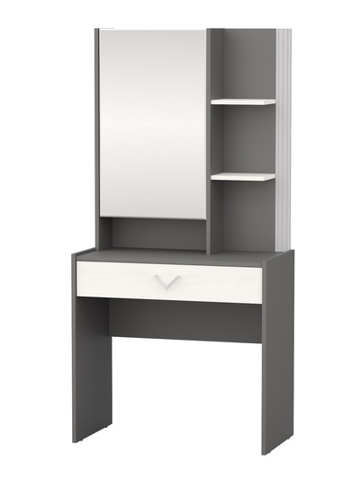 Трюмо «СТЕФАНИ», 800×430×1650 мм, цвет графит/рамух белый/МДФ серый софт