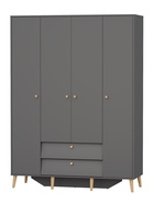 Шкаф четырехдверный с двумя ящиками АФИНА Графит 160x56,3x220 - фото 14923263