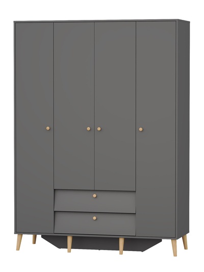 Шкаф четырёхдверный «АФИНА», 2 ящика, 1600×563×2200 мм, цвет графит