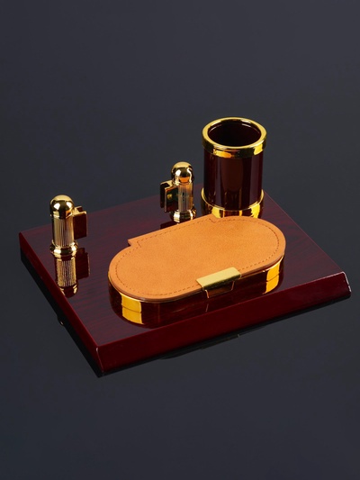 УЦЕНКА Набор настольный 3в1 с визитницей, красное дерево