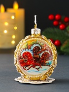 Декоративная свеча новогодняя «Шар узорный. Три коня», золотой, 7.2×3.8×8.5 см - Фото 2