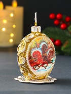 Декоративная свеча новогодняя «Шар узорный. Три коня», золотой, 7.2×3.8×8.5 см - Фото 3