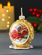 Декоративная свеча новогодняя «Шар узорный. Три коня», золотой, 7.2×3.8×8.5 см - Фото 5