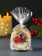 Декоративная свеча новогодняя «Шар узорный. Три коня», золотой, 7.2×3.8×8.5 см - Фото 6