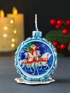 Декоративная свеча новогодняя «Дед Мороз и три коня», синий, 7.2×3.8×8.5 см - Фото 2