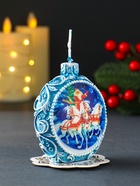 Декоративная свеча новогодняя «Дед Мороз и три коня», синий, 7.2×3.8×8.5 см - Фото 3