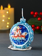 Декоративная свеча новогодняя «Дед Мороз и три коня», синий, 7.2×3.8×8.5 см - Фото 5