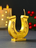 Декоративная свеча новогодняя «Подкова коня», золотой, 7×2.5×8.5 см - фото 7098080