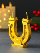 Декоративная свеча новогодняя «Подкова коня», золотой, 7×2.5×8.5 см - Фото 4