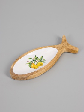 {{photo.Alt || photo.Description || 'УЦЕНКА Блюдо в форме рыбки «Лимоны» дерево манго 25.5×10×2 см'}}