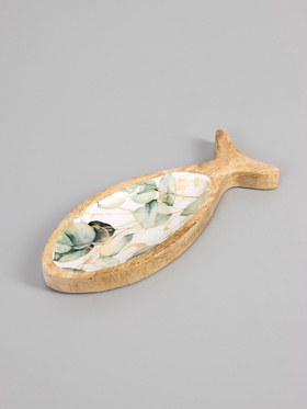 {{photo.Alt || photo.Description || 'УЦЕНКА Блюдо в форме рыбки «Листья» дерево манго 25.5×10×2 см'}}