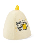 Шапка для бани и сауны «Делу время, пиво щас», полиэфир 70%, шерсть 30% - Фото 1