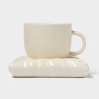 УЦЕНКА Чайная пара «Зефирка», чашка 250 мл, 11×8×7 см, блюдце 13×6×10 см, бежевая - Фото 4