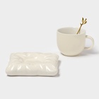 УЦЕНКА Чайная пара «Зефирка», чашка 250 мл, 11×8×7 см, блюдце 13×6×10 см, бежевая - Фото 5