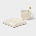 УЦЕНКА Чайная пара «Зефирка», чашка 250 мл, 11×8×7 см, блюдце 13×6×10 см, бежевая - Фото 7