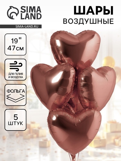 Воздушные шары фольгированные 19" «Каштан», 5 шт.