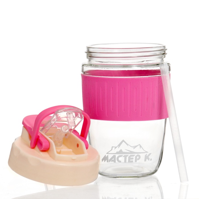 УЦЕНКА Термостакан «Мастер К» 350 мл, стеклянный, розовый