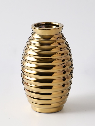 Ваза для цветов «Дайзи», полосы, 20×11×7 см, керамика, золото