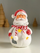 Фигурка светящаяся «Дед Мороз в шубке с помпонами», керамика, 7.5×6.5×12.5 см - Фото 1