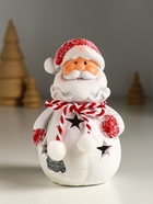 Фигурка светящаяся «Дед Мороз в шубке с помпонами», керамика, 7.5×6.5×12.5 см - Фото 2