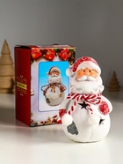 Фигурка светящаяся «Дед Мороз в шубке с помпонами», керамика, 7.5×6.5×12.5 см - Фото 6