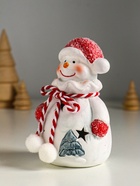 Фигурка светящаяся «Снеговик в шубке с помпонами», керамика, 7.5×6.5×12.5 см - Фото 5