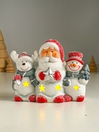 Фигурка светящаяся «Дед Мороз, снеговик и лосик», керамика, 15.5×5.8×11.5 см 10876065