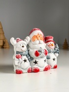 Фигурка светящаяся «Дед Мороз, снеговик и лосик», керамика, 15.5×5.8×11.5 см 10876065