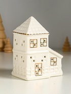 Фигурка светящаяся «Домик с верандой», керамика, белый с золотом, 9.5×6×12.5 см - Фото 3