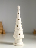 Фигурка светящаяся «Ёлочка со звёздами», керамика, белый с золотом, 7×7×24 см - Фото 4