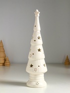 Фигурка светящаяся «Ёлочка со звёздами», керамика, белый с золотом, 7×7×24 см - Фото 5