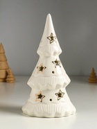 Фигурка светящаяся «Ёлочка и звёзды», керамика, белый с золотом, 10.7×6.8×20 см - Фото 2