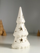 Фигурка светящаяся «Ёлочка и звёзды», керамика, белый с золотом, 10.7×6.8×20 см - Фото 3