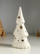 Фигурка светящаяся «Ёлочка и звёзды», керамика, белый с золотом, 10.7×6.8×20 см - Фото 4