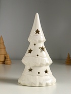 Фигурка светящаяся «Ёлочка и звёзды», керамика, белый с золотом, 10.7×6.8×20 см - Фото 5