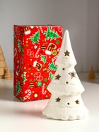 Фигурка светящаяся «Ёлочка и звёзды», керамика, белый с золотом, 10.7×6.8×20 см - Фото 6