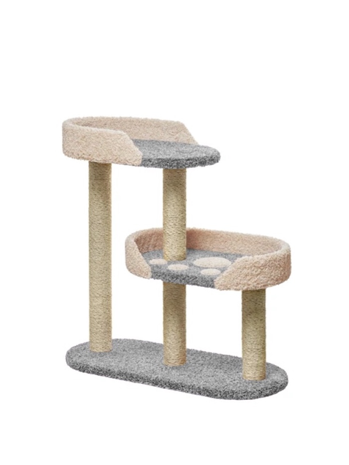 Комплекс для кошек с когтеточкой, с лежанкой «Бумба» 100×40×100 см, сизаль, бежевый/серый