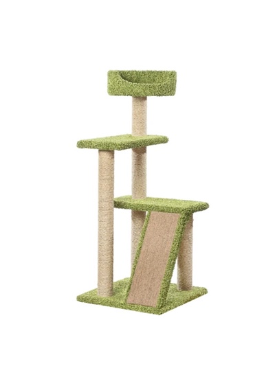 Комплекс для кошек с когтеточкой, с лежанкой «Летрам» 62×62×146 см, сизаль, зеленый
