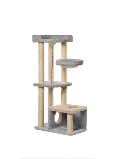 Комплекс для кошек с когтеточкой, с лежанкой «Камуля» 78×47×158 см, сизаль, серый