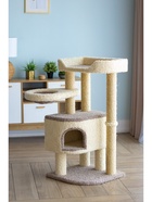 Комплекс для кошек с когтеточкой, с лежанкой «Угляша» 55×55×115 см, сизаль, капучино 10934791