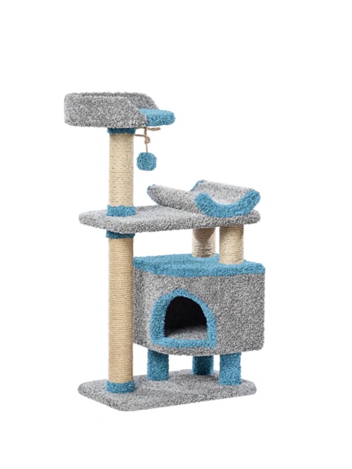 Комплекс для кошек с когтеточкой, с лежанкой «Монти» 67×42×126 см, сизаль, серый