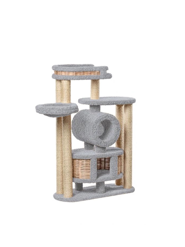 Комплекс для кошек с когтеточкой, с лежанкой «Борбошик» 100×42×140 см, сизаль, серый
