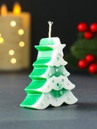 Свеча новогодняя «Ёлочка с огоньками», 60×70 мм, зелёный - фото 809246350