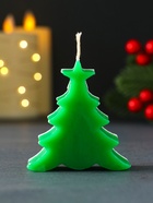 Свеча новогодняя «Ёлочка с огоньками», 60×70 мм, зелёный - фото 809246351