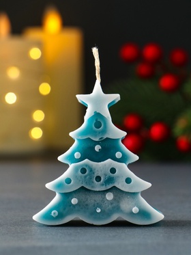 Свеча новогодняя «Ёлочка с огоньками», 60?70 мм, бирюзовый (комплект 3 шт)
