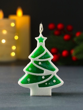 Свеча новогодняя «Ёлочка с гирляндой», 55?75 мм, зелёный (комплект 2 шт)