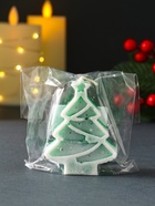 Свеча новогодняя «Ёлочка с гирляндой», 55×75 мм, зелёный - фото 809304447