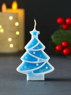 Свеча новогодняя «Ёлочка с гирляндой», 55×75 мм, голубой - фото 809246358