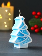 Свеча новогодняя «Ёлочка с гирляндой», 55×75 мм, голубой - фото 809246359